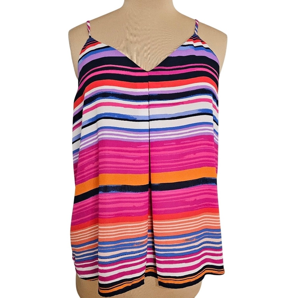 Cynthia Rowley Top Womens Large Multicolored Sleeveless Tank Vibrant Striped
